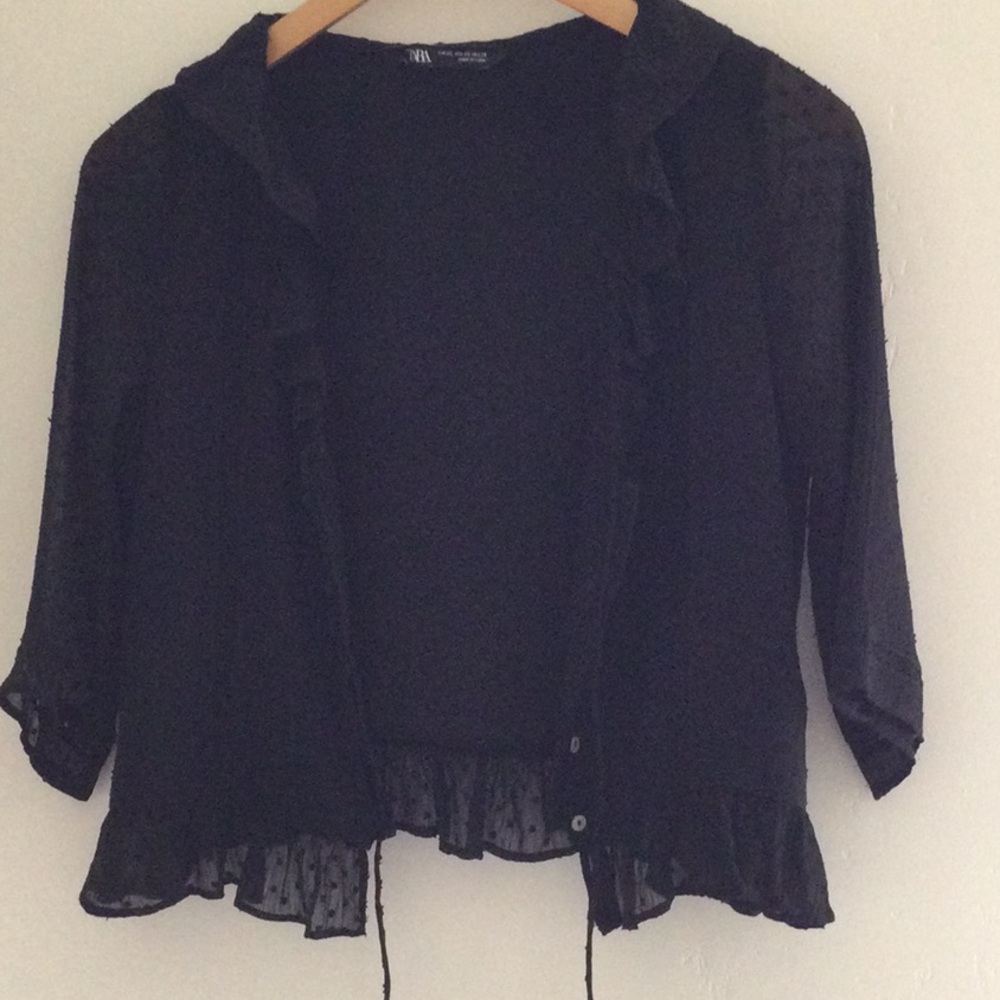 Zara black ruffle shirt